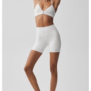 Airbrush High Waist Biker Short - White